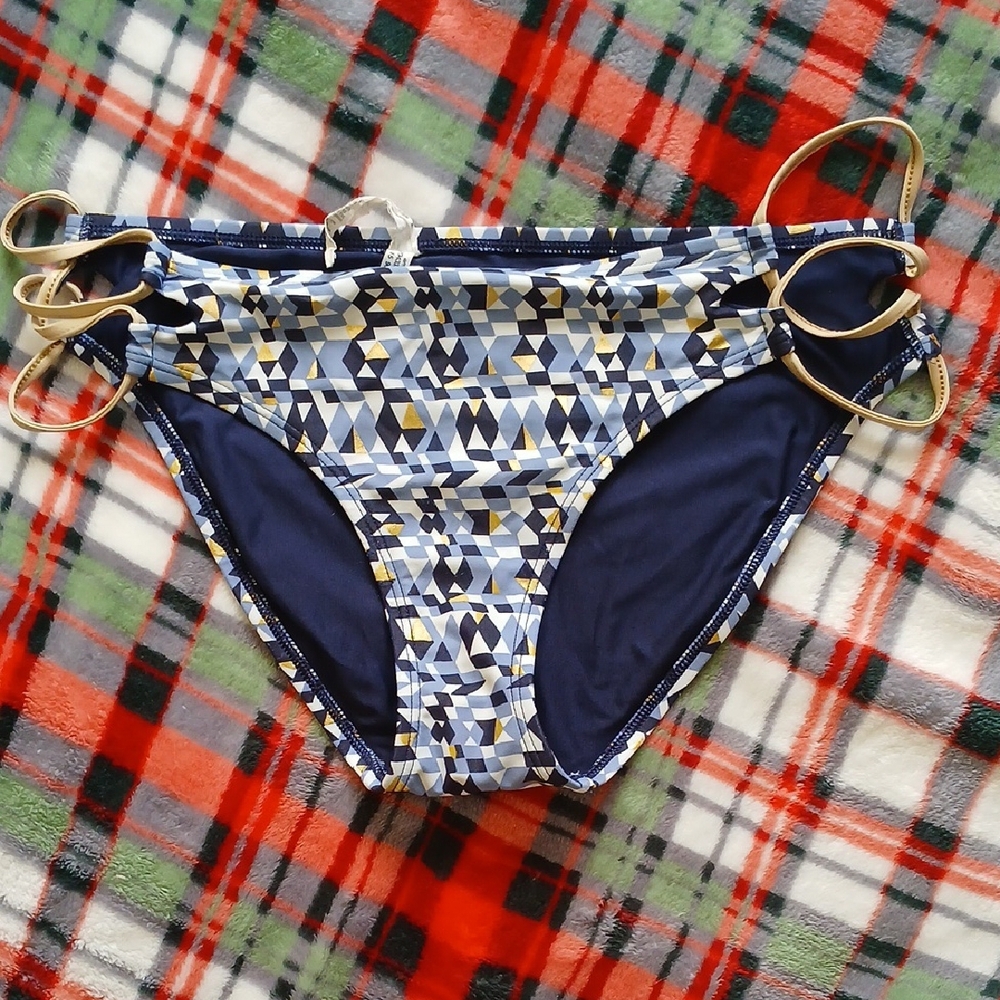 Aerie Geometric Blue Bikini Bottom Women's Medium